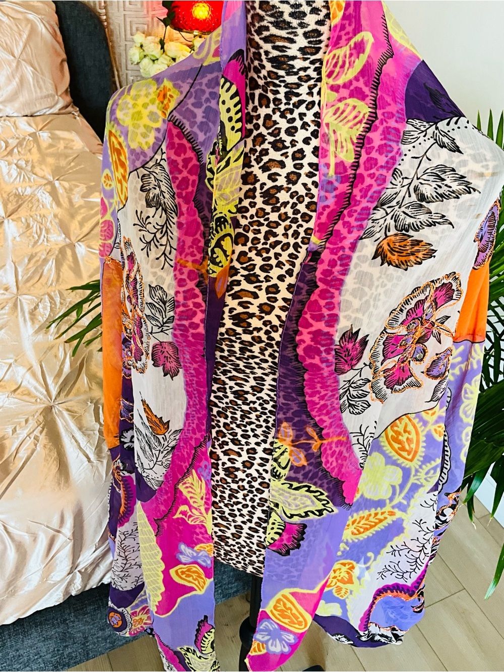 Vibrant Multicolor Floral Scarf - Picture 2 of 7